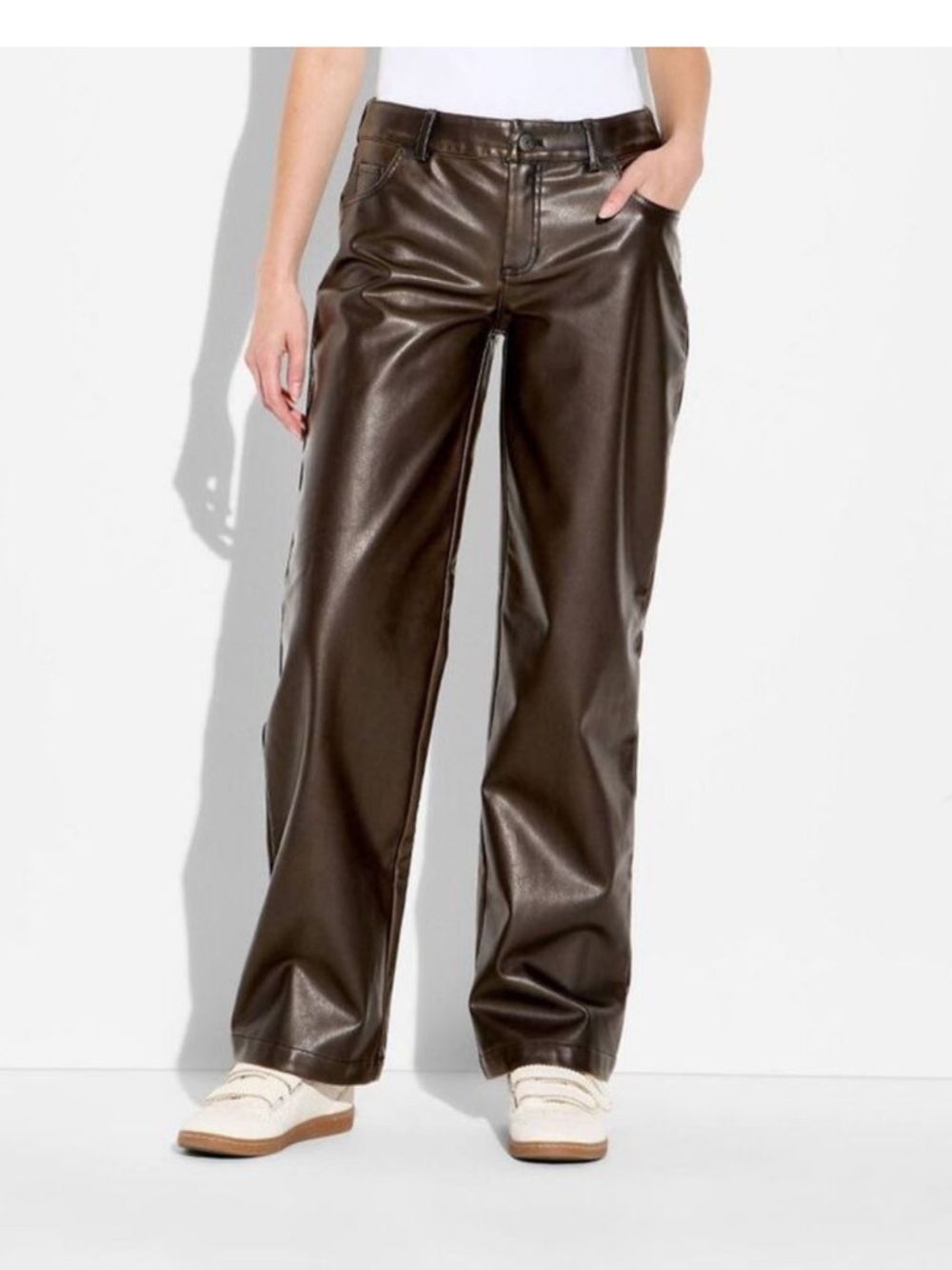 wild fable Dark Brown Faux Leather Boot-Cut Pants